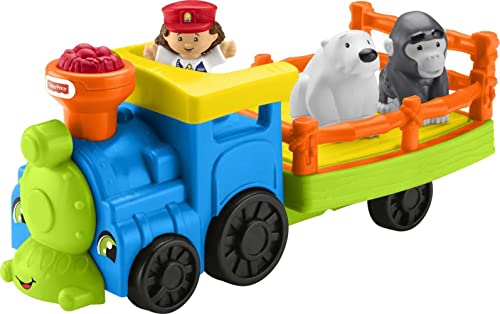 Little People Zoo Train Toy With Music And Sounds For Toddlers 1 Conductor And 2 Animal Toy Figures Choo-Choo Zoo Train - Railway-Themed Play Edition