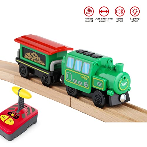 Budget Wooden Train Accessories Battery Operated Locomotive Train Remote Control Train For Track Set Powerful Engine Train Vehicles Fit All Major Brands Track Railway System (Battery Not Included) - Railway-Themed Play Edition