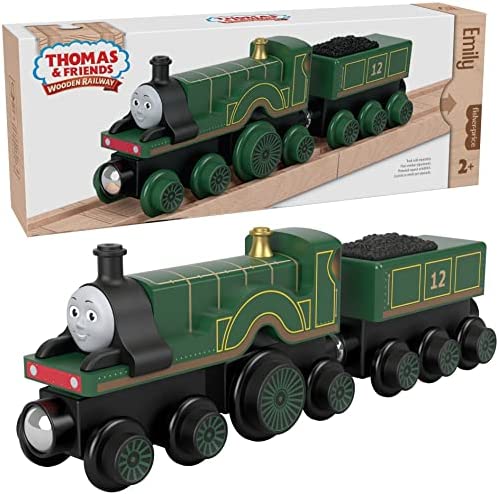 Cheap Wooden Railway James Engine And Coal Car Push-Along Train Made From Sustainably Sourced Wood For Kids 2 Years And Up - Railway-Themed Play Edition