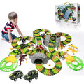 New Dinosaur Train Toys For Kids Longer Track 6 Realistic Jurassic Dino Figures 2 Electric Toy Car Twisted Flexible Train Track Set For Toddlers Boys & Girls 3 4 5 6 7 Years - Track and Vehicle Play Edition