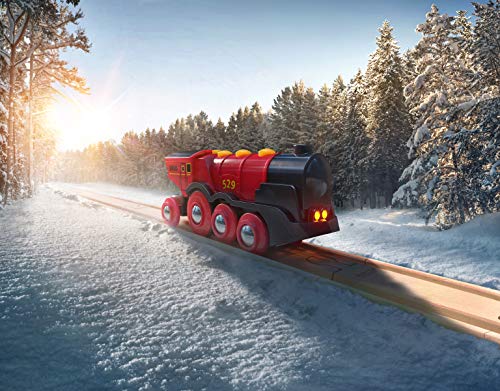 RIO World 33592 Mighty Red Action Locomotive Battery Operated Toy Train With Light And Sound Effects For Kids Age 3 And Up - Railway-Themed Play Edition