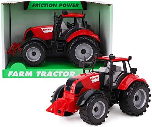Friction Powered Farm Tractor With Opening Bonnet (Pink) - Farm and Construction Play Edition