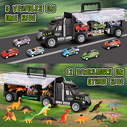 Dinosaur Toys For Kids 3-5 Dinosaur Truck Carrier Transport Truck Dinosaurs Toys For Boys And Girls 3 4 5 6 Years Old With Dino Eggs 23 Pcs Kids Toys Dinosaur - Track and Vehicle Play Edition