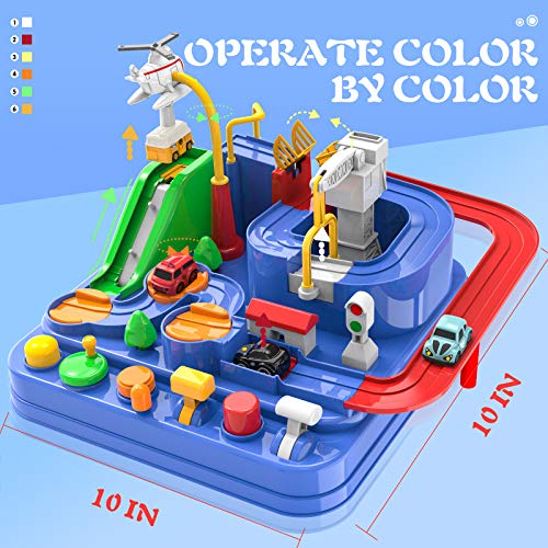 Toddler Toys For 3 4 5 Years Old Boys Girls Car Adventure Toys City Rescue With 4 Mini Cars,Race Tracks Car Toys For Boys Age 3-5 Birthday Gifts For 3-5 Year Old Boys Girls 10.2×10.2×7.2in - Track and Vehicle Play Edition
