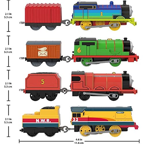 Percy James & Rebecca Train Engine Set – Set Of 4 Motorized Toy Train Engines For Preschool Kids Ages 3 Years & Ol - Railway-Themed Play Edition