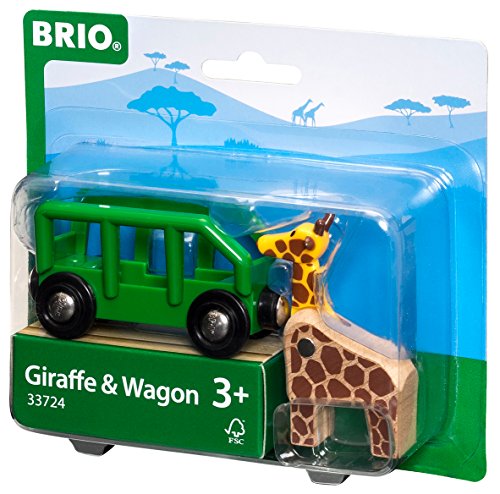 RIO World – 33724 Giraffe And Wagon 2 Piece Toy Train Accessory For Kids Ages 3 And Up Green - Railway-Themed Play Edition