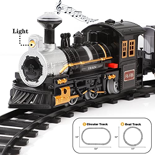 Electric Christmas Train Set For Kids Battery-Powered Train Toys With Sounds Include 4 Cars And 10 Tracks Classic Toy Train Set For 3 4 5 6 Years Old Boys Girls - Railway-Themed Play Edition