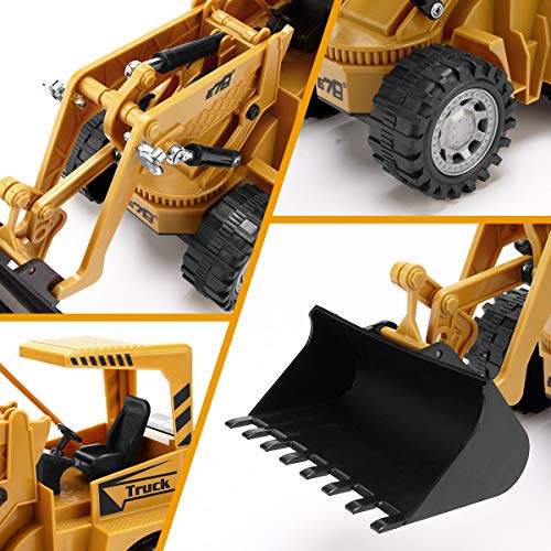 Remote Control Construction Toy – RC Bulldozer 1/24 Front Loader RC Tractor Vehicles With 2 Rechargeable Batteries Pretend Construction Playset Toys For 3 4 5 6 Years Old Boys Girls Kids Gift - Farm and Construction Play Edition