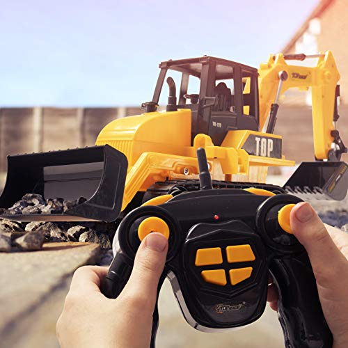 8 Channel Full Functional RC Excavator Backhoe Loader Battery Powered Electric RC Remote Control Construction Tractor With Lights & Sound TR-119 - Farm and Construction Play Edition