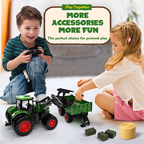Top 10 Remote Control Tractor Toy Kids RC Tractor Set & Truck And Trailer Front Loader – Metal Car Head/8 Wheel/ Light Toddlers Farm Vehicle Toys For 2 3 4 5 6 7 8 9 Year Old Boys Christmas Birthday Gif - Farm and Construction Play Edition