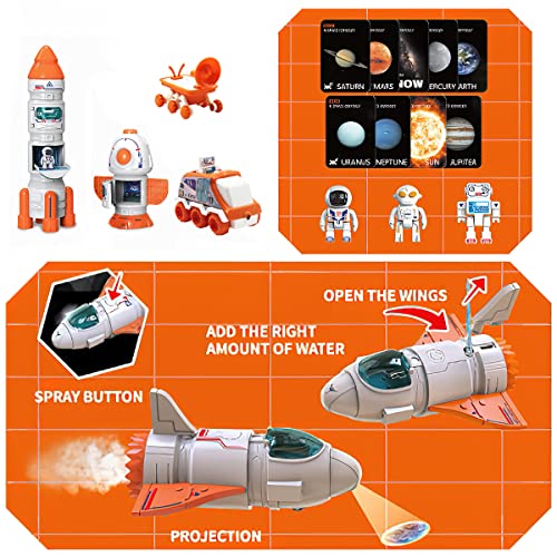 Space Toy For Kids Rocket Ship Toys With Space Shuttle Astronaut Figures Space Rover Spaces Station 5 In 1 Spaceship Toy For Boys 3-8 Aerospace Model Space Figure Toys With Sound & Ligh - Space Exploration Play Edition