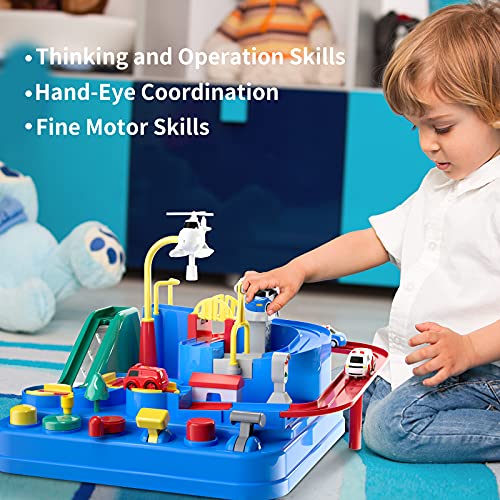 Kids Race Track Toys For Boy Car Adventure Toy For 3 4 5 6 7 Years Old Boys Girls Puzzle Rail Car City Rescue Playsets Magnet Toys W/ 3 Mini Cars Preschool Educational Car Games Gift Toys - Track and Vehicle Play Edition