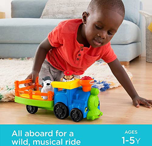 Little People Zoo Train Toy With Music And Sounds For Toddlers 1 Conductor And 2 Animal Toy Figures Choo-Choo Zoo Train - Railway-Themed Play Edition