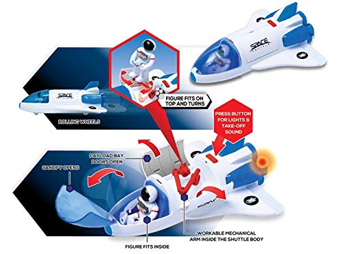 Stro Venture Space Playset – Toy Space Shuttle & Space Rover With Lights And Sound & 2 Astronaut Figurine Gift Toys For Boys And Girls - Space Exploration Play Edition