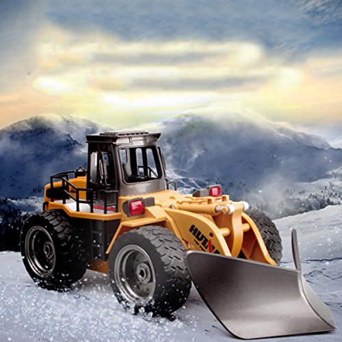 Deals Fisca RC Truck Remote Control Snow Plow 6 Channel 2.4G Alloy Snow Sweeper Vehicle 4WD Tractor Toy With Lights For Kid - Farm and Construction Play Edition