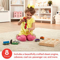 Wooden Train Cars (8 Pcs) – Magnetic Train Wooden Train Toys Train Sets For Toddlers And Kids Ages 3+ - Railway-Themed Play Edition