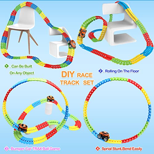 Toys For 3 Year Old Boys,Kids Toys For Boys Girls Age 3-5,184 PCS Toddler Toys Race Car Track Set With Flexible Track Create A Road Race,DIY Magic Car Toys For 3 4 5 Year Old Christmas Birthday Gifts Red Green Yellow - Track and Vehicle Play Edition