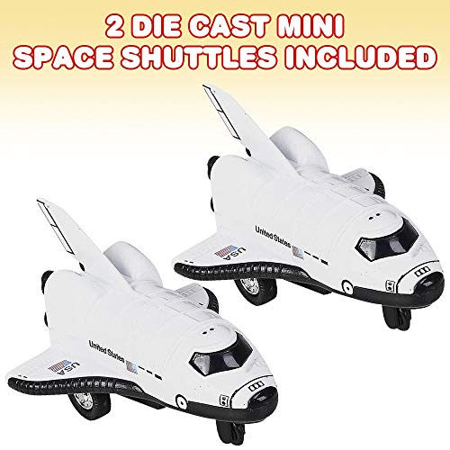 Diecast Mini Space Shuttle With Pullback Mechanism Set Of 2 Diecast Metal NASA Space Toys For Boys Astronaut Cake Decorations Astronaut Space Theme Party Favors - Space Exploration Play Edition