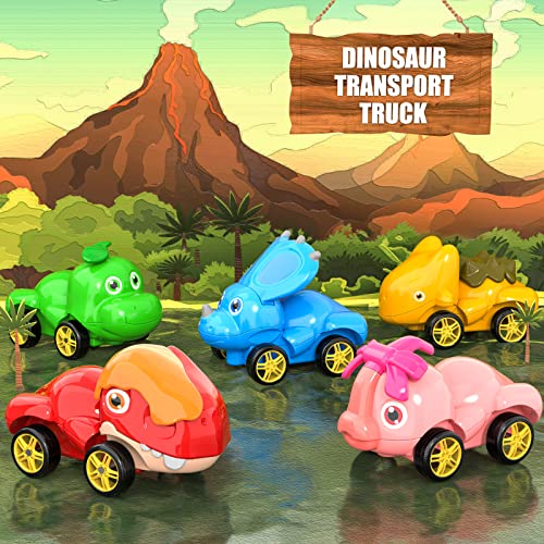 New Dinosaur Truck Toys For Kids 3-5 Years Cars Toys For Toddler 1-3 6 In 1 Jurassic Dinosaurs Trucks Toys Semi Truck Toy Car For Boys And Girls Age 2-3 well-suited Gift For Baby & Toddler Toys - Track and Vehicle Play Edition