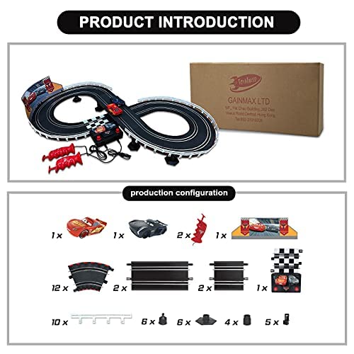 Electric Racing Tracks Loop Circuit Track Set Lightning McQueen Toys And Storm Battery-Powered Including 2 Slot Cars 1:43 Scale With Dual Racing And 2 Controllers - Track and Vehicle Play Edition