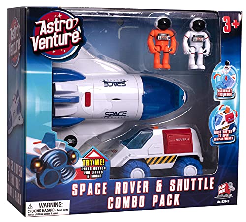 Stro Venture Space Playset – Toy Space Shuttle & Space Rover With Lights And Sound & 2 Astronaut Figurine Gift Toys For Boys And Girls - Space Exploration Play Edition