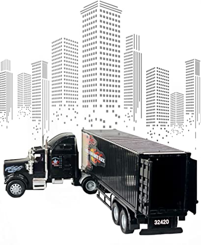 Rig Heavy Duty Tractor Trailer Transport Series Big Box Tractor Trailer (Colors May Vary) - Farm and Construction Play Edition