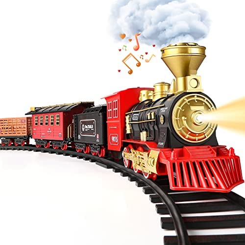 Cheap Train Set – Train Toy For Boys Girls W/ Smokes Lights & Sound Railway Kits W/ Steam Locomotive Engine Cargo Cars & Tracks Christmas Gifts For 3 4 5 6 7 8+ Year Old Kids Red - Railway-Themed Play Edition