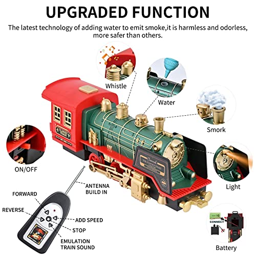 Train Set – Rechargeable Battery And Remote – Around The Christmas Tree With Water Steam Music & Lights – Electric Train Toy Gift Toys For Age 3 4 5 6 7 8+ Kids Toddlers 2022 Remote Control Train Se - Railway-Themed Play Edition
