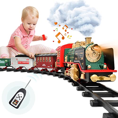 Train Set – Rechargeable Battery And Remote – Around The Christmas Tree With Water Steam Music & Lights – Electric Train Toy Gift Toys For Age 3 4 5 6 7 8+ Kids Toddlers 2022 Remote Control Train Se - Railway-Themed Play Edition