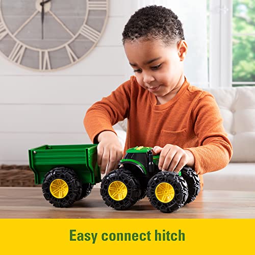 Toddler Toys Lights And Sounds Monster Treads Tractor Toy With Wagon 8 Inch Green Ages 3+ Red - Farm and Construction Play Edition