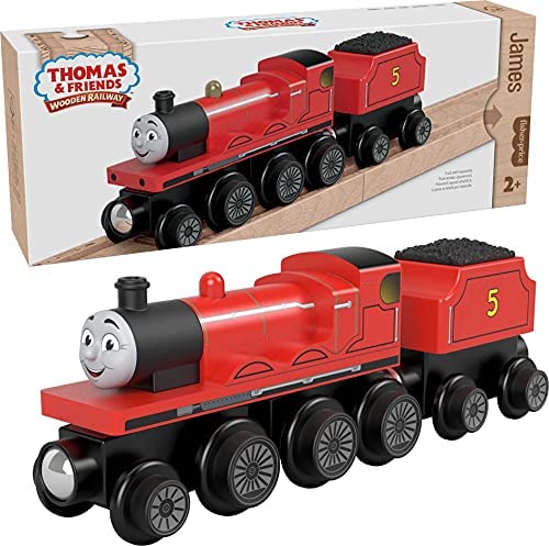 Cheap Wooden Railway James Engine And Coal Car Push-Along Train Made From Sustainably Sourced Wood For Kids 2 Years And Up - Railway-Themed Play Edition