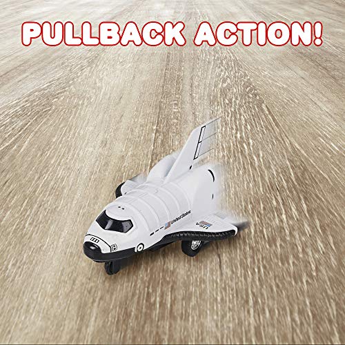 Diecast Mini Space Shuttle With Pullback Mechanism Set Of 2 Diecast Metal NASA Space Toys For Boys Astronaut Cake Decorations Astronaut Space Theme Party Favors - Space Exploration Play Edition