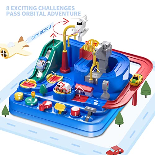 Kids Race Track Toys For Boy Car Adventure Toy For 3 4 5 6 7 Years Old Boys Girls Puzzle Rail Car City Rescue Playsets Magnet Toys W/ 3 Mini Cars Preschool Educational Car Games Gift Toys - Track and Vehicle Play Edition