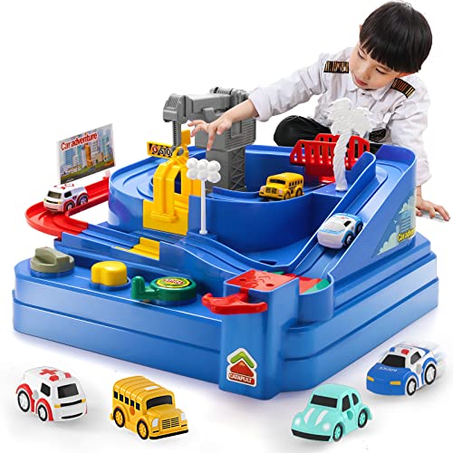 Deals Kids Race Track Car Adventure Toy For Toddlers – Car Rescue Adventure Toys Gifts For Boys Age 3 Car Toys For Toddlers 2-4 Years Educational Puzzles Car Toys For 4 5 6 Year Old Boys Girls - Track and Vehicle Play Edition