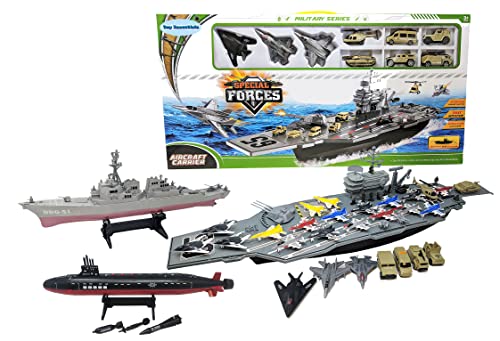 Deals Aircraft Carrier Submarine Destroyer Ship Combo With Military Vehicles And Fighter J - Ocean Adventure Play Edition