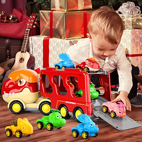 New Dinosaur Truck Toys For Kids 3-5 Years Cars Toys For Toddler 1-3 6 In 1 Jurassic Dinosaurs Trucks Toys Semi Truck Toy Car For Boys And Girls Age 2-3 well-suited Gift For Baby & Toddler Toys - Track and Vehicle Play Edition