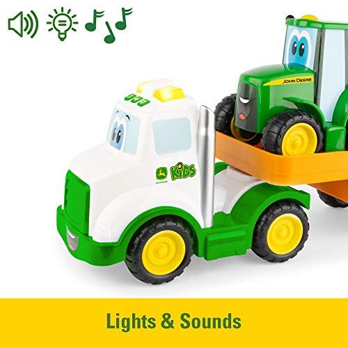Lights & Sounds Farmin Friends Toy Hauling Set With Toy Truck And Backhoe Tractor Toy Ages 18 Months And Up - Farm and Construction Play Edition