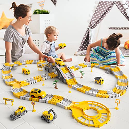 Wholesale IHaHa 236 PCS Construction Toys Race Tracks For Boys Kids Toys 6 PCS Construction Car And Flexible Track Playset Create A Engineering Road For 3 4 5 6 Year Old Boys Girls Toys - Track and Vehicle Play Edition