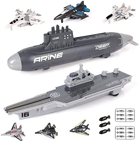 Aircraft Carrier Military Naval Ship Toy Play Set With Small Scale Model Planes Fighter Jets Battleship And Supply Ship For Kids Boy Girl Age 5+ Party Favors Gifts Naval Ship-02 - Ocean Adventure Play Edition