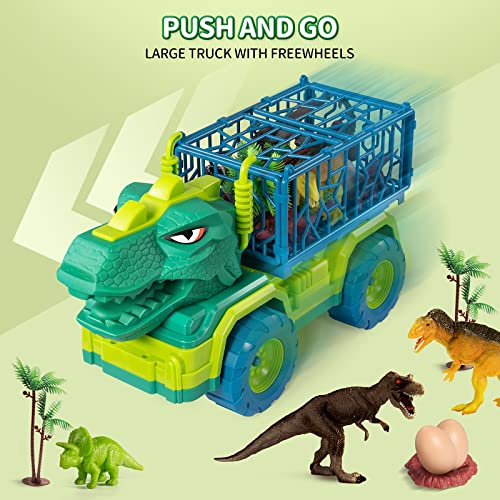 Budget Dinosaur Truck Toys For Kids 3-5 Years Tyrannosaurus Transport Car Carrier Truck With 8 Dino Figures Activity Play Mat Dinosaur Eggs Capture Jurassic Dinosaur Play Set For Boys And Girls - Track and Vehicle Play Edition