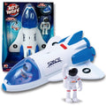 Stro Venture Space Shuttle Toy – Plastic Spaceship For Kids With Lights And Sound – Astronaut Figure Openable Cockpit And Compartment Extended Arm – Fun Space Gift Toys For Any Mission & Adventure - Space Exploration Play Edition