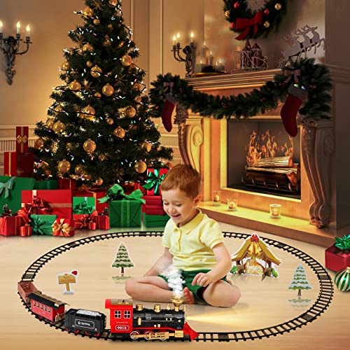 Cheap Train Set – Train Toy For Boys Girls W/ Smokes Lights & Sound Railway Kits W/ Steam Locomotive Engine Cargo Cars & Tracks Christmas Gifts For 3 4 5 6 7 8+ Year Old Kids Red - Railway-Themed Play Edition