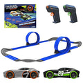 Mote Control Cordless Glow In The Dark High-Speed Super Loop Speedway Track Set With Two Cars For Dual Racing Glow Blue Blue Glow - Track and Vehicle Play Edition