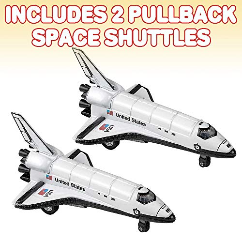 Diecast Space Shuttle With Pullback Mechanism Set Of 2 Diecast Metal NASA Space Toys For Boys Astronaut Cake Decorations Astronaut Space Theme Party Favors - Space Exploration Play Edition