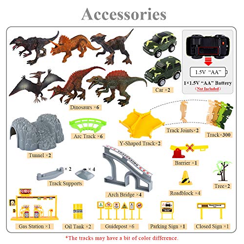 New Dinosaur Train Toys For Kids Longer Track 6 Realistic Jurassic Dino Figures 2 Electric Toy Car Twisted Flexible Train Track Set For Toddlers Boys & Girls 3 4 5 6 7 Years - Track and Vehicle Play Edition