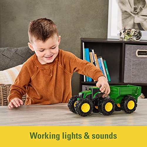 Toddler Toys Lights And Sounds Monster Treads Tractor Toy With Wagon 8 Inch Green Ages 3+ Red - Farm and Construction Play Edition