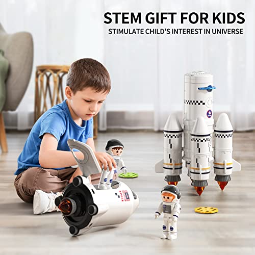 New Space Shuttle Rocket Toys For 3 4 5 6 7 8 9 Years Old Kids Science Educational Toys 5-in-1 STEM Aerospace Toys With 2 Astronauts Projection Lamp Space Adventure Toys Gift For Boys Girls 3+ - Space Exploration Play Edition