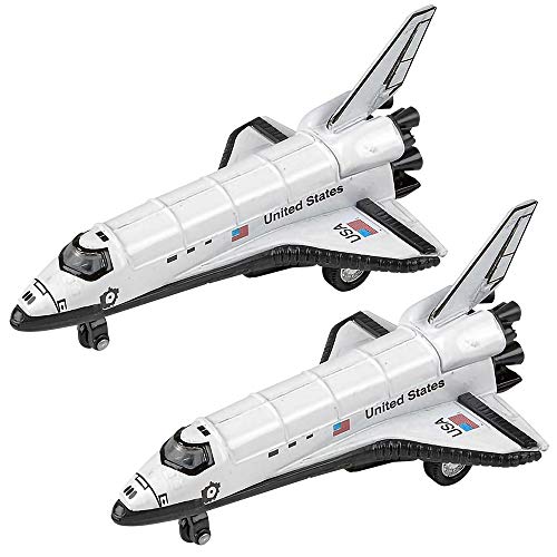 Diecast Space Shuttle With Pullback Mechanism Set Of 2 Diecast Metal NASA Space Toys For Boys Astronaut Cake Decorations Astronaut Space Theme Party Favors - Space Exploration Play Edition