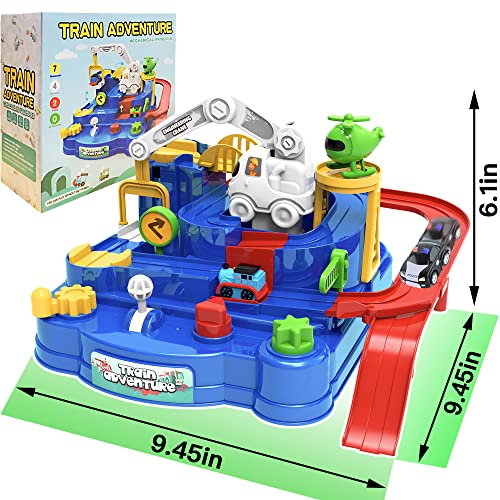 New Toddler Race Track Kids Boy Car Toys Age 3 4 Year Old Boys Girls Preschool Puzzle Rail Car Adventure City Rescue Game Parking Garage Playset Birthday Educational Gifts For Kids Ages 3 4 5 6 Years Old - Track and Vehicle Play Edition