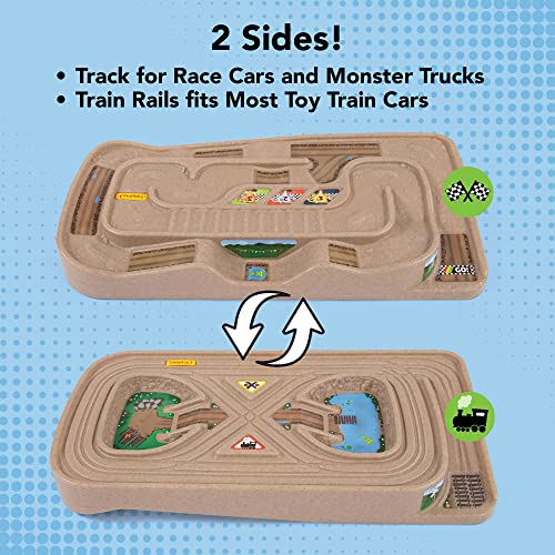 Portable Carry And Go Kids Race Track Toy Car Train Table 2-Sided No Assembly For Children 3 4 5 6 7 Years Old Boys Girls Made In USA - Track and Vehicle Play Edition